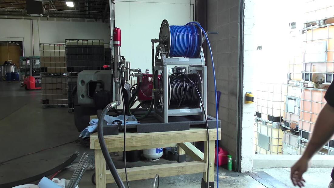 Pump and hose reel